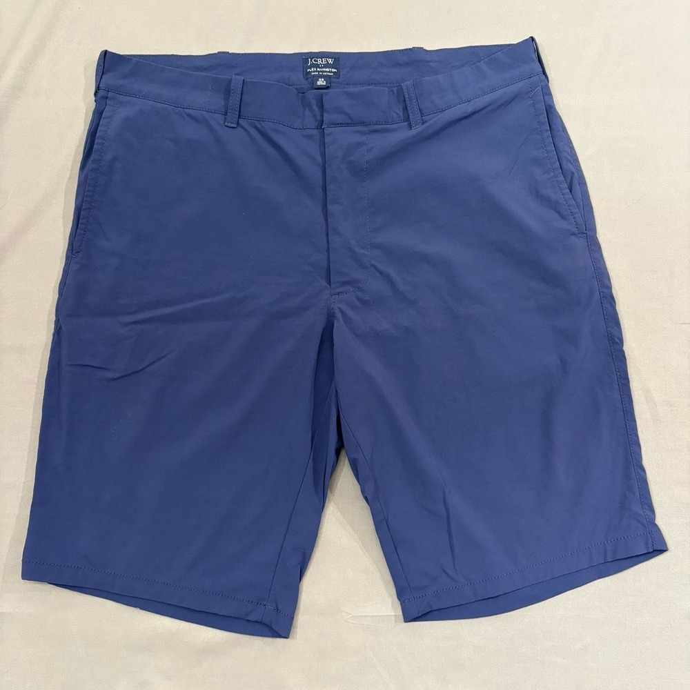 J Crew Shorts Mens 35 Blue Solid Flex Rivington Mercantile Zip Fly 11" Chinos